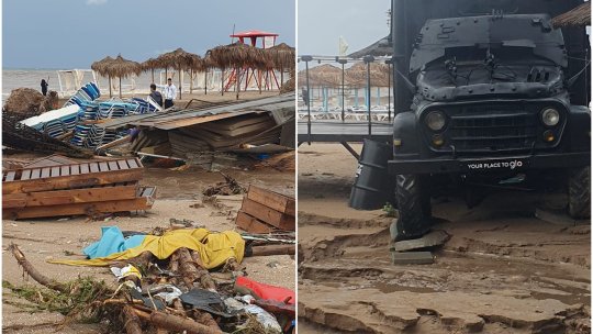 Ciclonul a devastat Vama Veche! Mașinile şi magazinele au ajuns pe plajă