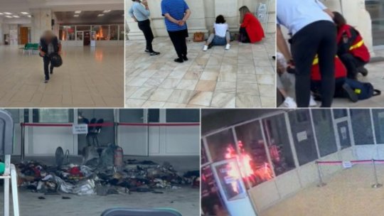 S-a dat alarma la Palatul Parlamentului! Intrarea către Camera Deputaților a fost incendiată de un bărbat