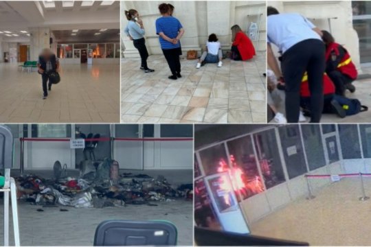 S-a dat alarma la Palatul Parlamentului! Intrarea către Camera Deputaților a fost incendiată de un bărbat