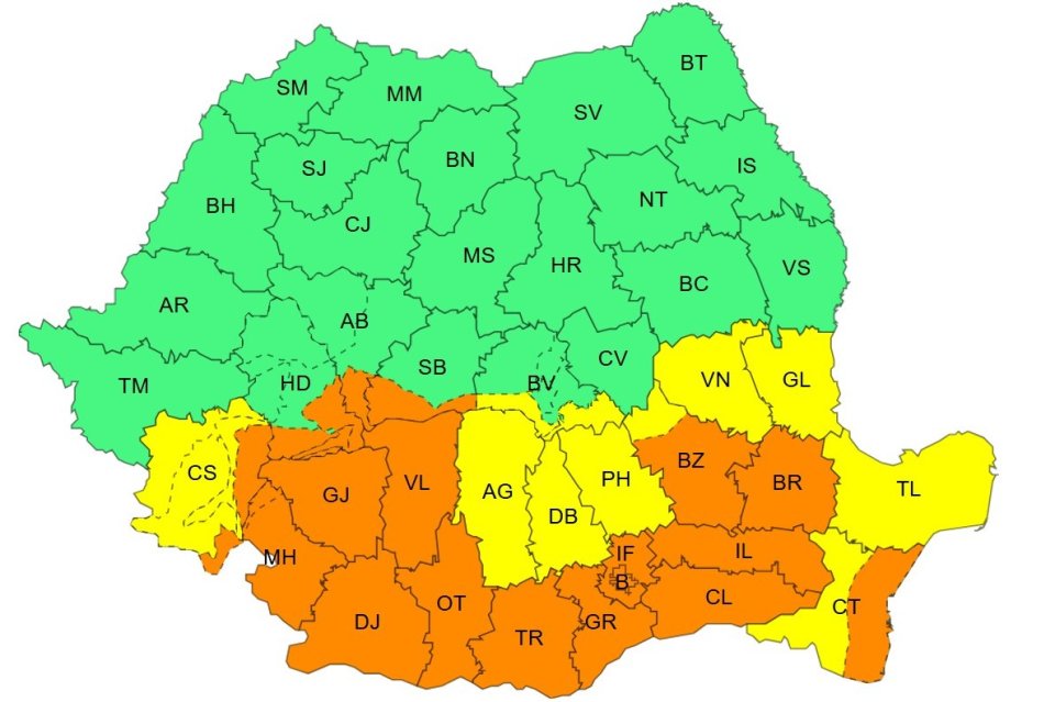 Harta avertizărilor ANM
