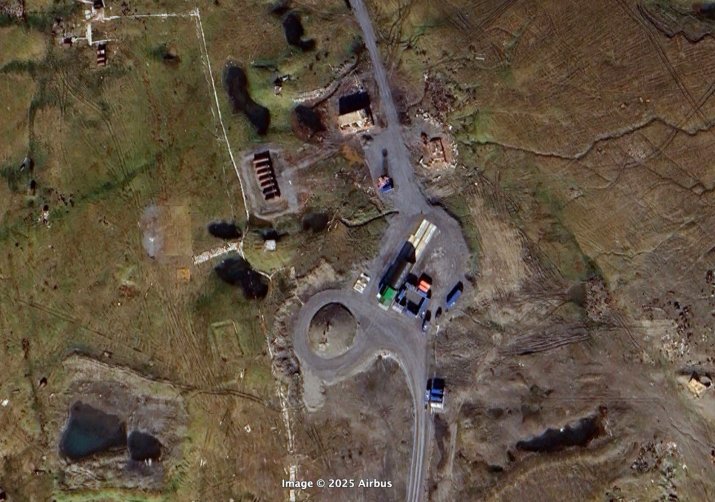 Imagine din satelit care arată rampa de lansare a rachetelor Burevestnik la poligonul de testare Pankovo din Novaya Zemlya. august 2025