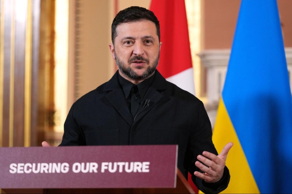 Volodimir Zelenski, vorbește la Londra. 24 oct. 2025