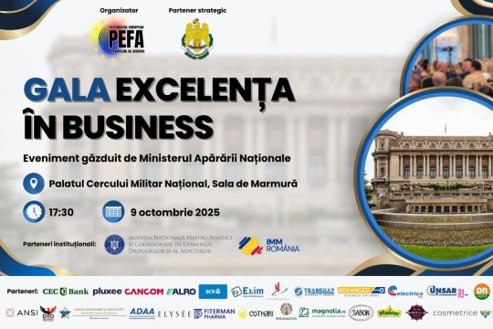 COMUNICAT | Gala Excelența în Business 2025: PEFA onorează liderii care schimbă România