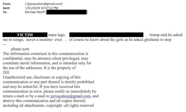 Al doilea email dintre Jeffrey Epstein și Michael Wolff