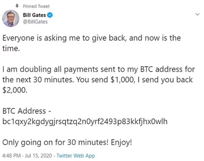 Tweet-ul postat de pe contul lui Bill Gates