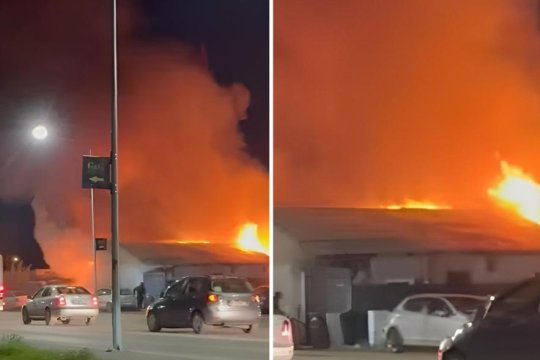 Incendiu violent în comuna Domnești. Un pompier a fost rănit, iar traficul este blocat pe Șoseaua Tudor Vladimirescu