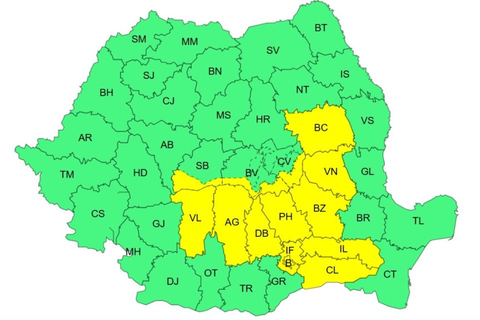 Harta avertizărilor ANM