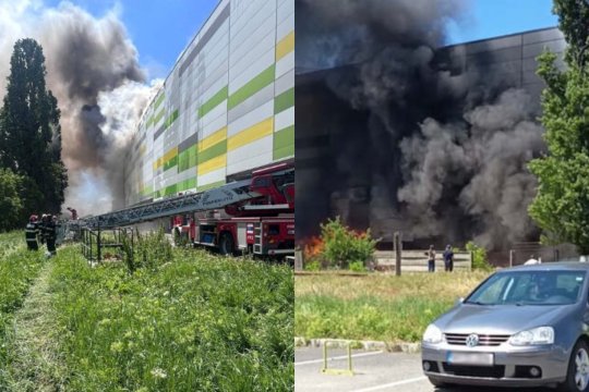 Incendiu violent la mall-ul din Arad care urma să fie redeschis. Flăcările s-au extins în interiorul clădirii, iar autoritățile au emis RO-Alert