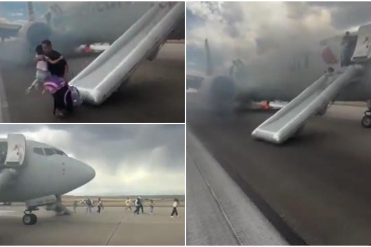 Incendiu la bordul unui avion, chiar înainte de decolare. 173 de pasageri au fost evacuați în 15 minute pe tobogane