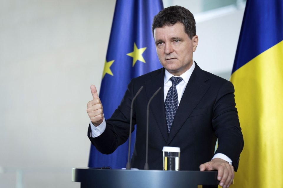 Nicușor Dan, în timpul unei conferințe de presă la Berlin. 18 iulie 2025