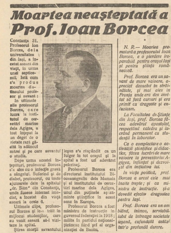Articol despre moartea lui Ioan Borcea