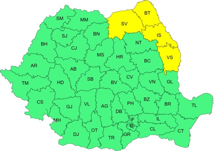 Avertizare cod galben de ger