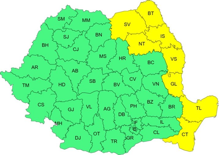 Avertizare cod galben de ger