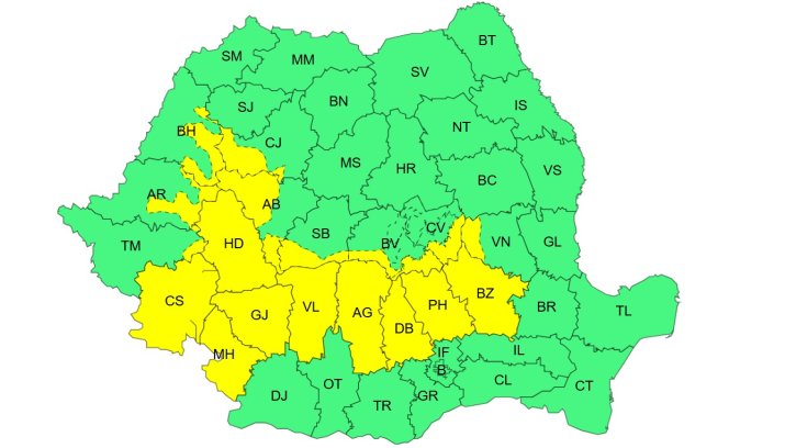 Atenționare meteorologică de Cod Galben, interval de valabilitate: 26 ianuarie, ora 08:00 – 27 ianuarie, ora 10:00