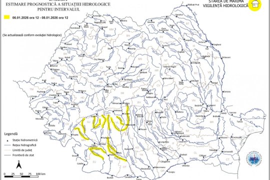 Pericol de viituri rapide pe râuri din sud-vestul țării. Avertisment pentru șase județe
