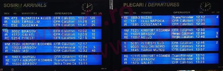 Trenuri întârziate la sosirea în Gara de Nord din București, din cauza ninsorilor