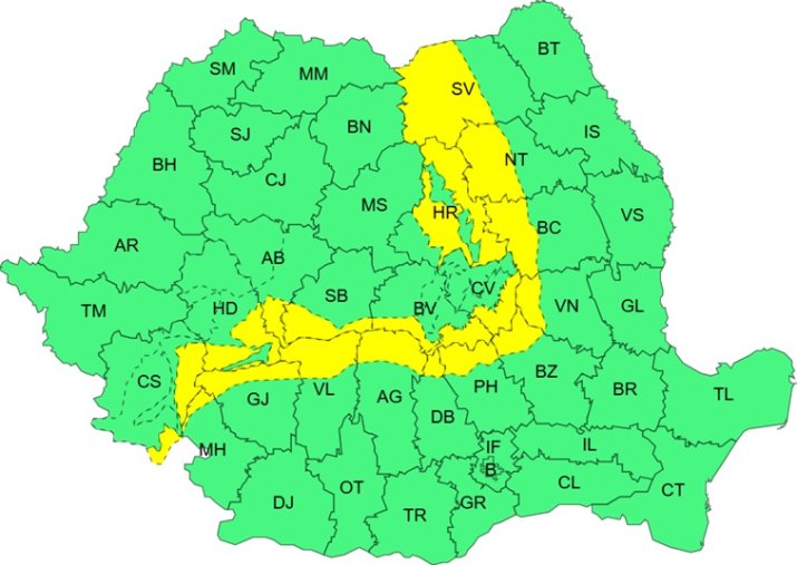 Avertizare cod galben de vânt