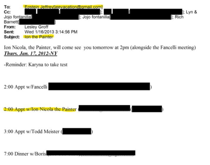 Mailul intitulat „Ion the Painter”, ianuarie 2013