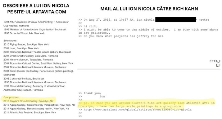 Comparație între descrierea lui Ion Nicola de pe forumul artavita.com vs ce spune Ion Nicola într-un mail la data de 27 august 2015