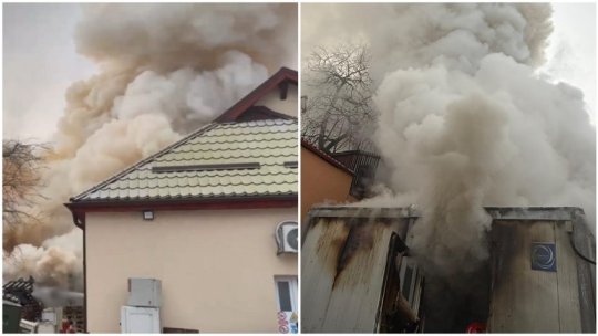 Foc în curtea Spitalului Militar din Brașov. De la ce a pornit incendiul care a provocat fum dens