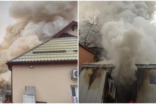 Foc în curtea Spitalului Militar din Brașov. De la ce a pornit incendiul care a provocat fum dens