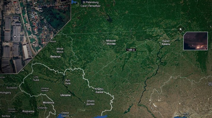 Distanța dintre Ucraina și fabrica Votkinsk din Rusia