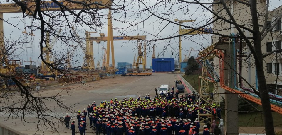 Protest la Șantierul Naval Mangalia