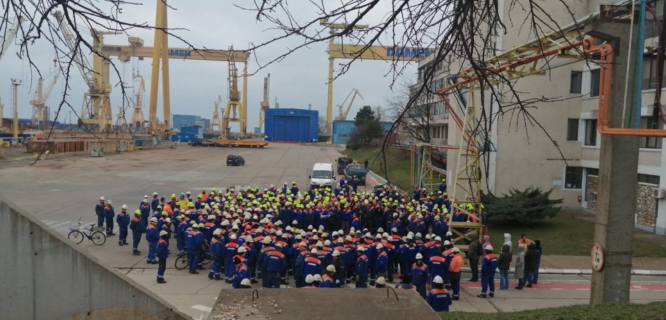 Protest la Șantierul Naval Mangalia