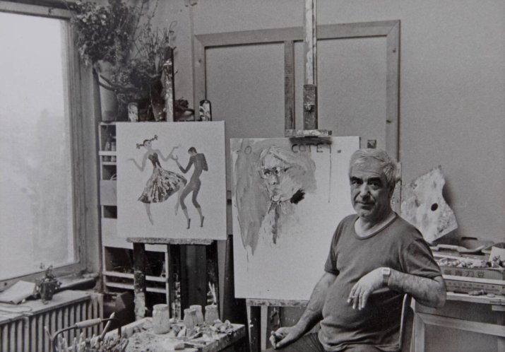 Constantin Piliuță în atelier, anii 1980