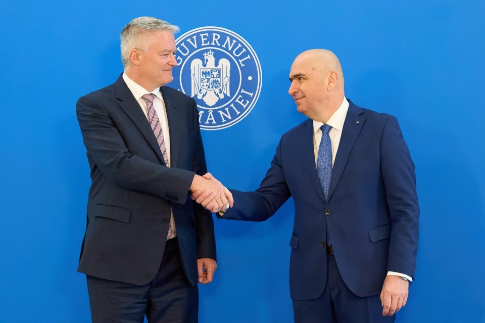 Secretarul general al OCDE, Mathias Cormann, alături de Ilie Bolojan