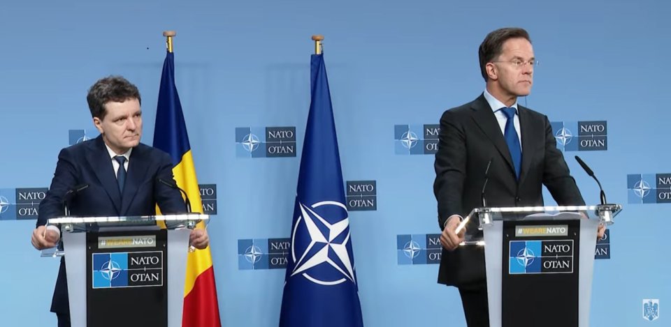 Președintele Nicușor Dan și secretarul general al NATO, Mark Rutte, declarații de presă comune, la Bruxelles