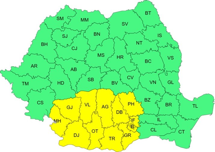 Avertizare cod galben de vânt