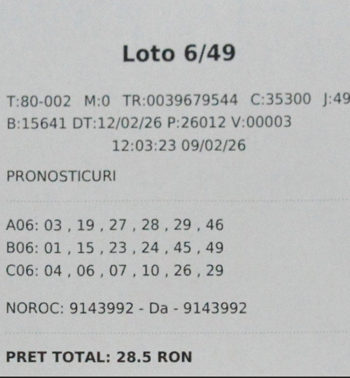 Biletul câștigător la tragerea din 12 februarie