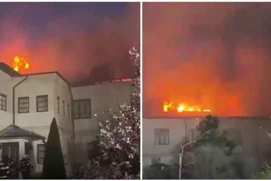 Incendiu în noaptea de Înviere la Mănăstirea Bistrița. Acoperișul unei clădiri a fost cuprins de flăcări