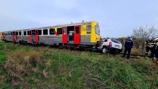 Tragedie în a doua zi de Paște, în județul Timiș. Un bărbat a murit după ce mașina i-a fost lovită de un tren