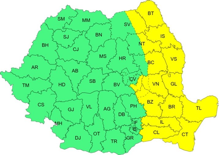 Avertizare cod galben de vânt