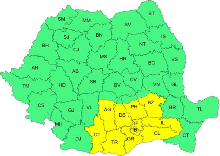 Avertizare cod galben de vânt