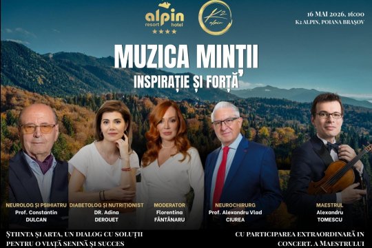 Pe 16 mai, ora 16:00, la K2 Alpin – Poiana Brașov, spargem tiparele conferințelor clasice: îmbinăm rigoarea neurochirurgiei, înțelepciunea psihiatriei, nutriția echilibrată și emoția pură a sunetului de Stradivarius!