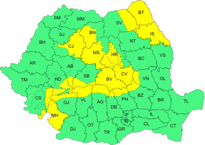 Avertizare cod galben de vânt