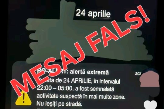 Alertă MAI: Mesaj fals RO-Alert răspândit pe rețelele sociale pentru a crea panică