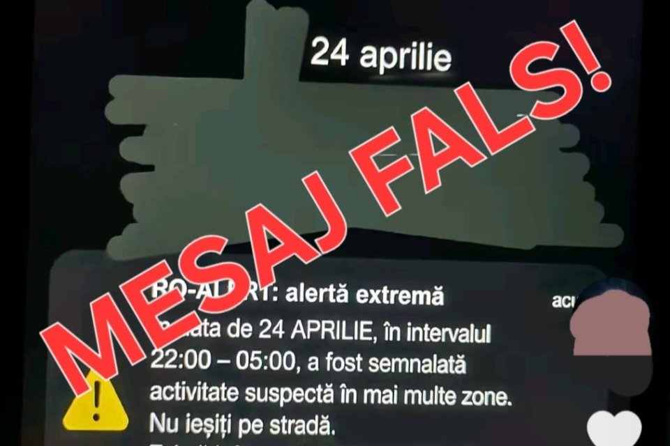 Mesajul RO-Alert fals