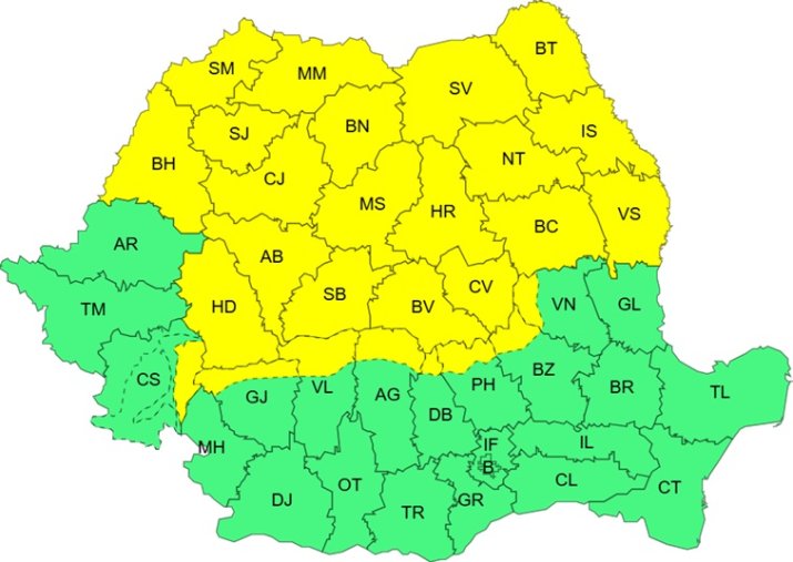 Avertizare cod galben de vânt