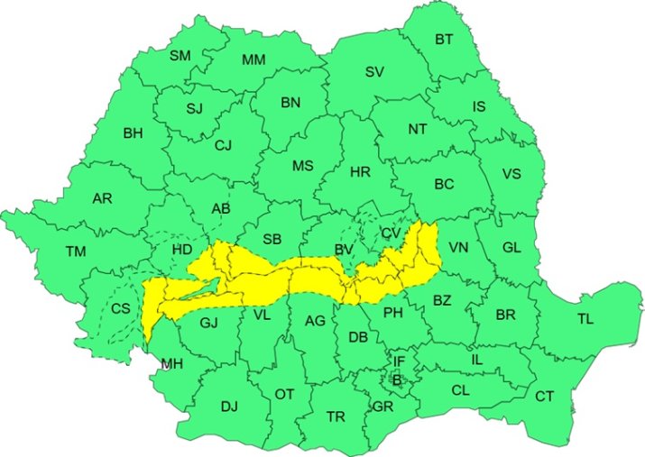 Avertizare cod galben de vânt