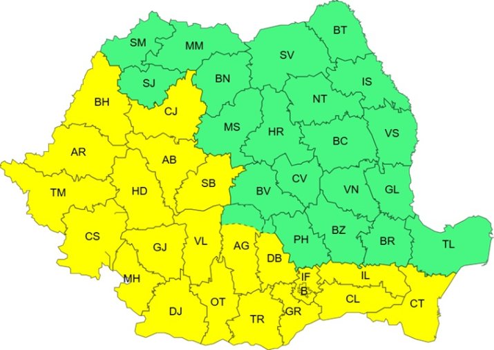 Avertizare cod galben de vânt