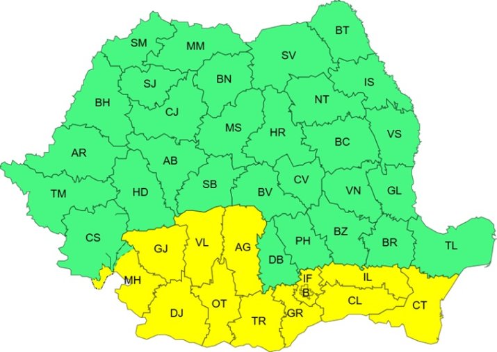 Avertizare cod galben de vânt