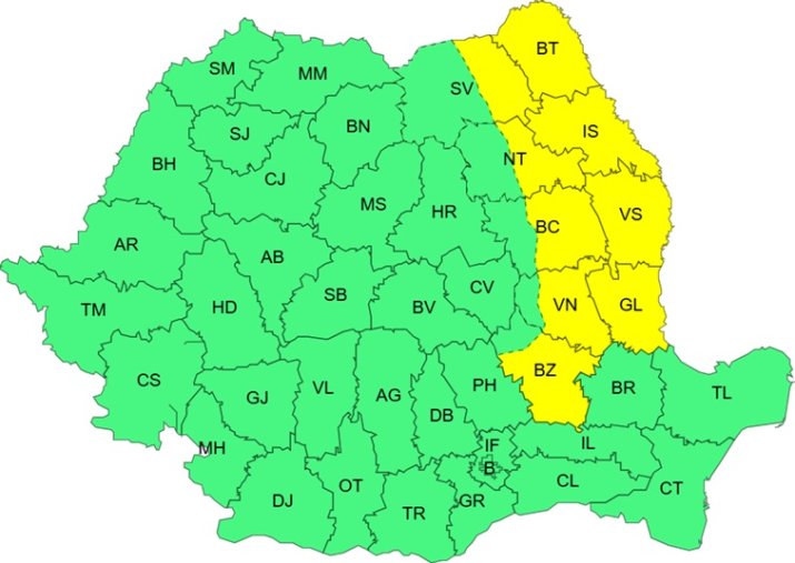 Avertizare cod galben de vânt