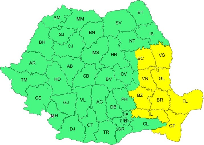 Avertizare cod galben de vânt