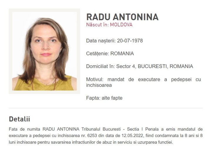 Antonina Radu, fosta angajată a ISU București, dată în urmărire după condamnarea în dosarul Colectiv
