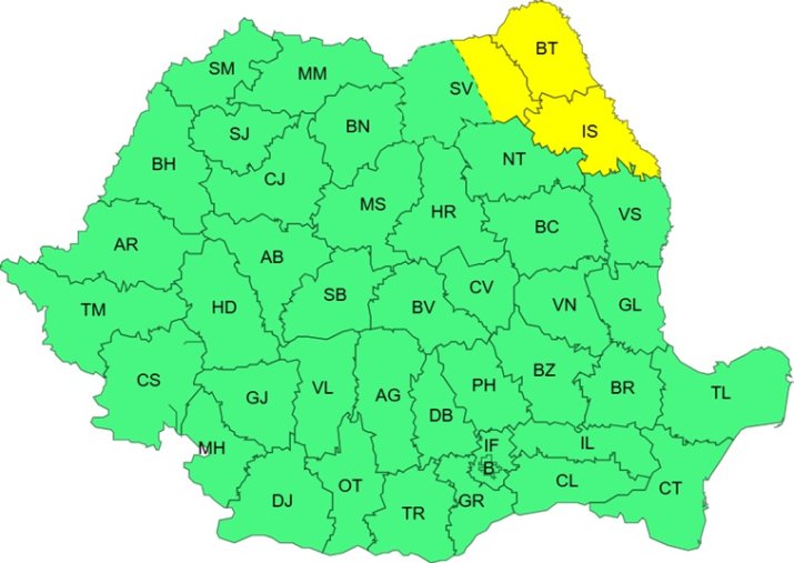 Avertizare cod galben de vânt