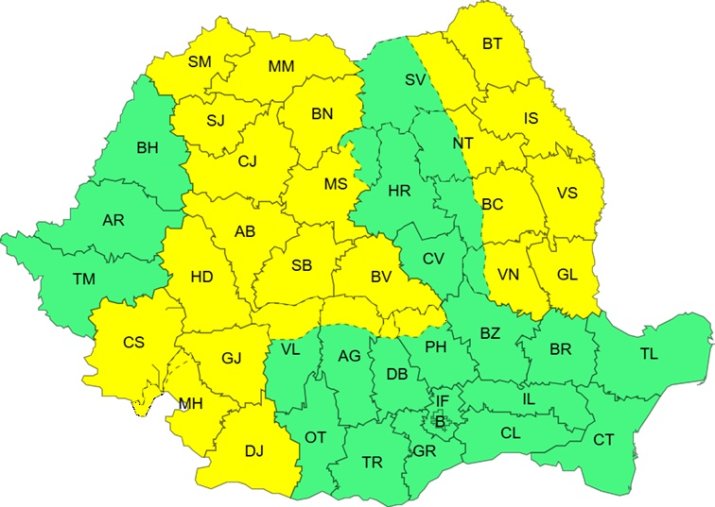 Avertizare cod galben de vânt